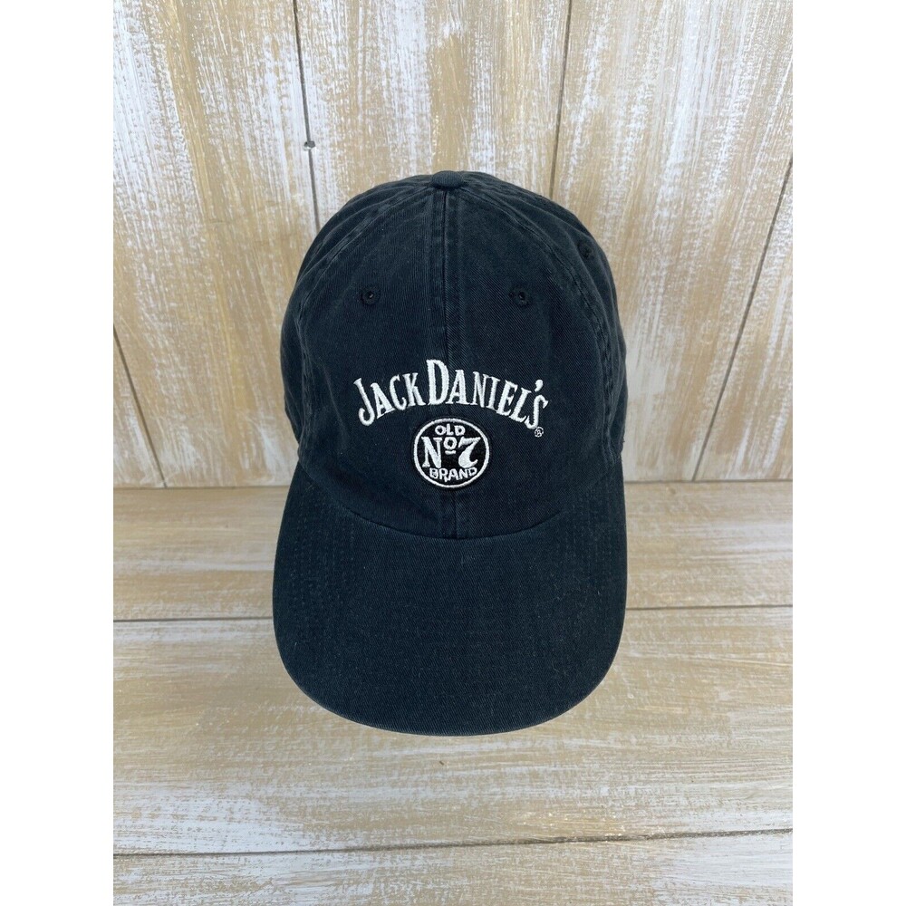 Jack Daniels Black Cotton Whiskey Hat Strap Back Promo Hat Cap Old No 7 Alcohol